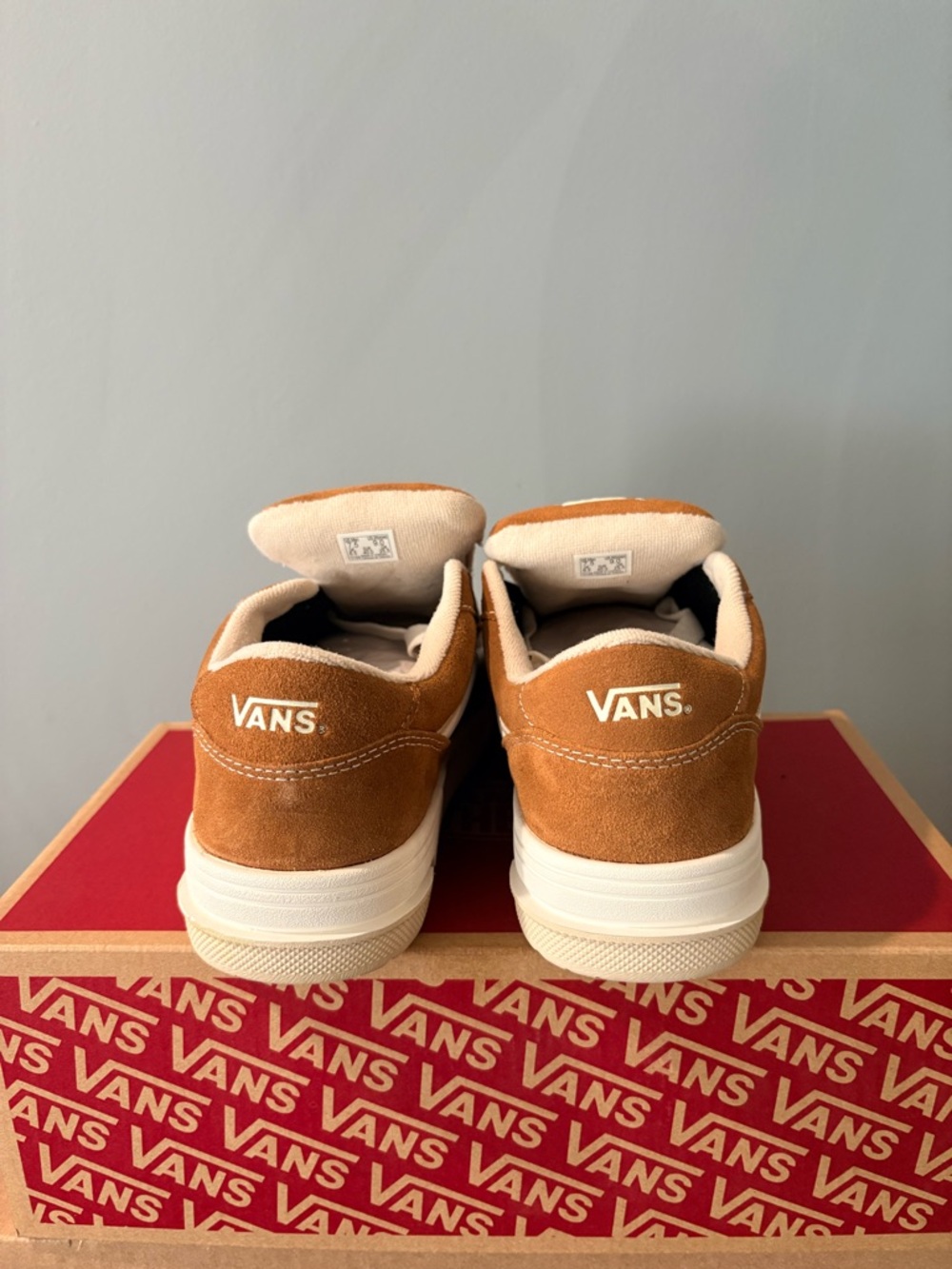Vans Men’s Low-Top Suede Sneakers in Tan with White Stripe - Picture 4 of 5